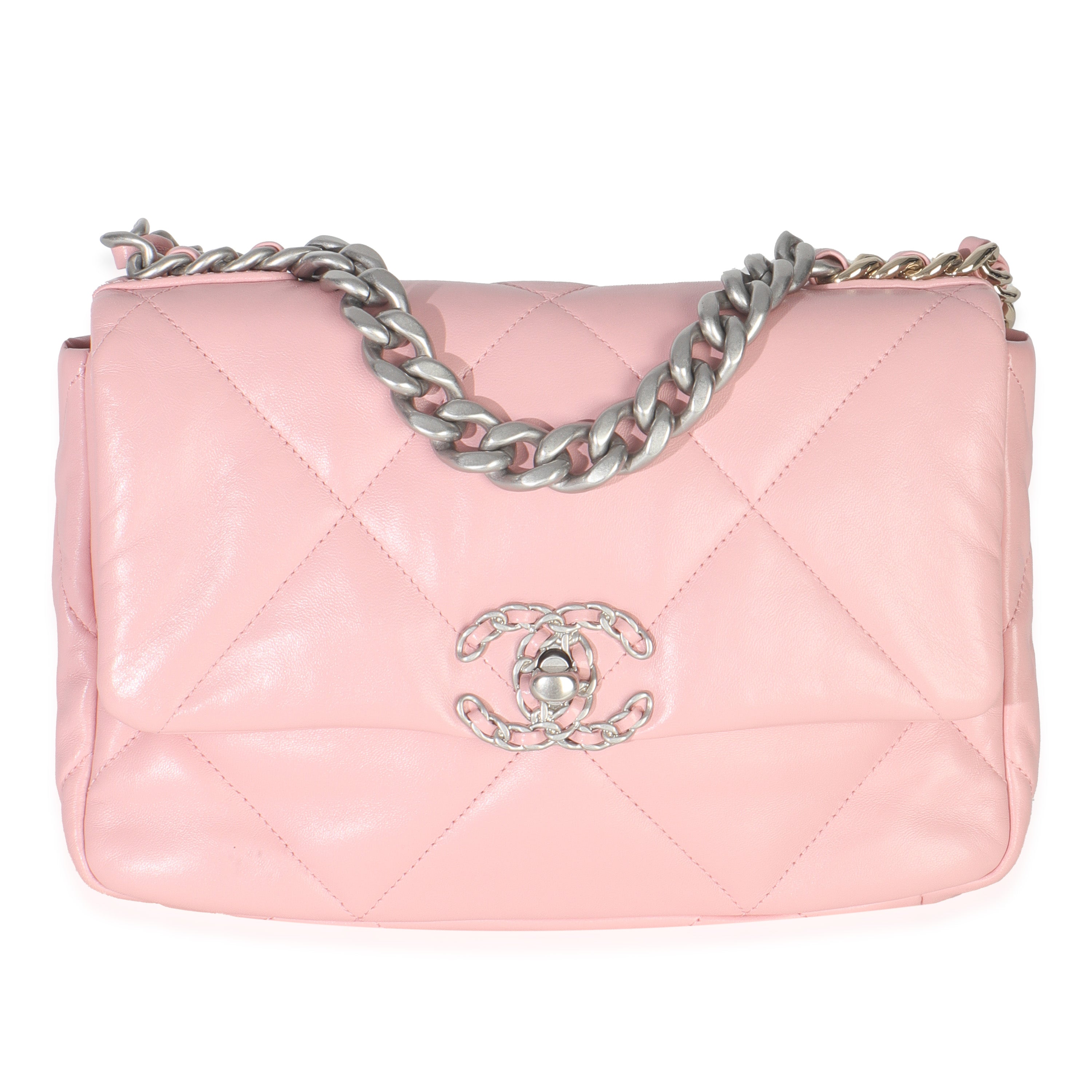 Light Pink Quilted Lambskin Small Chanel 19 Flap Bag