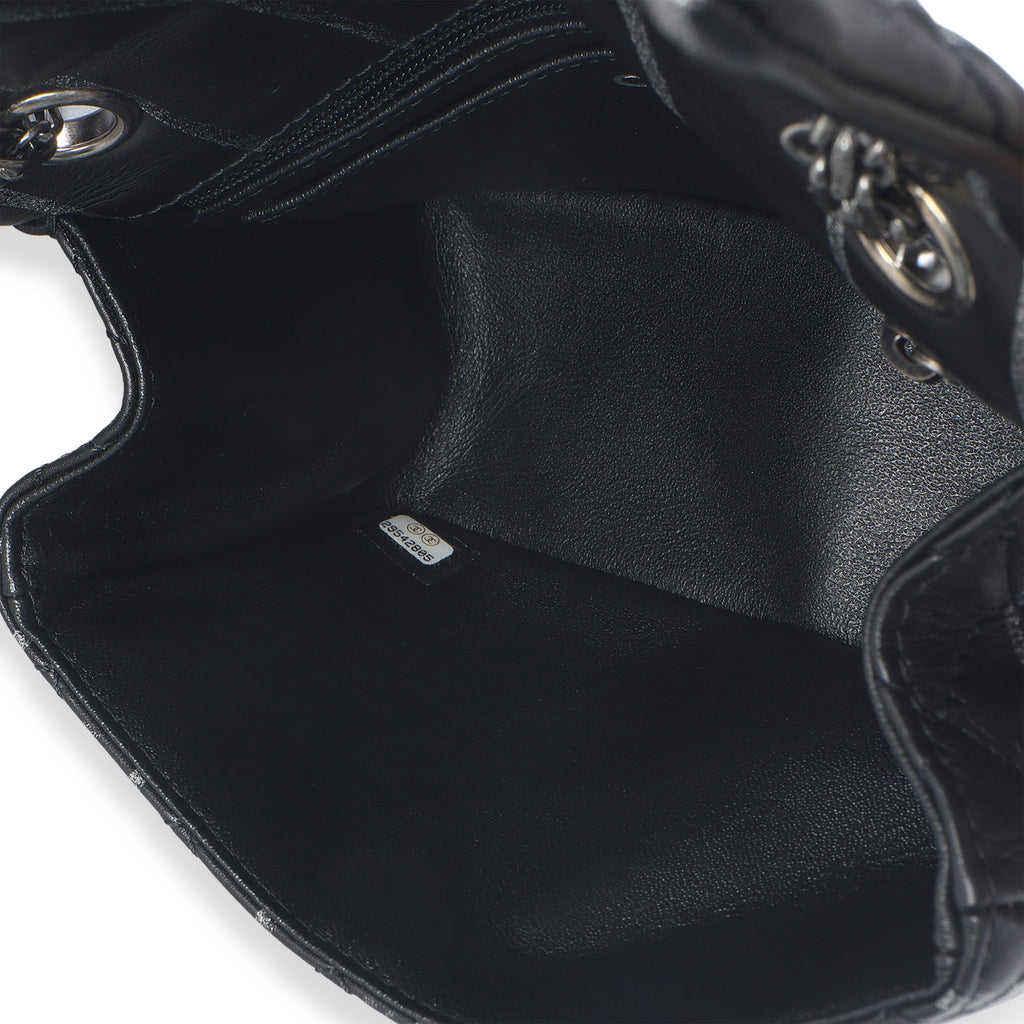 Black Quilted Aged Calfskin Glitter Stripe Mini Reissue 2.55 Flap Bag