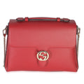 Red Dollar Calfskin Medium Interlocking G Top Handle Bag