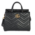 Black Matelasse Calfskin Small Marmont Top Handle Tote