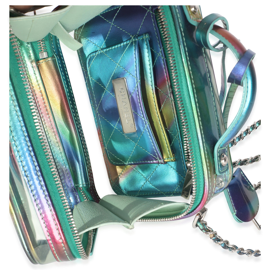 Green Iridescent PVC Small Filigree Vanity Case
