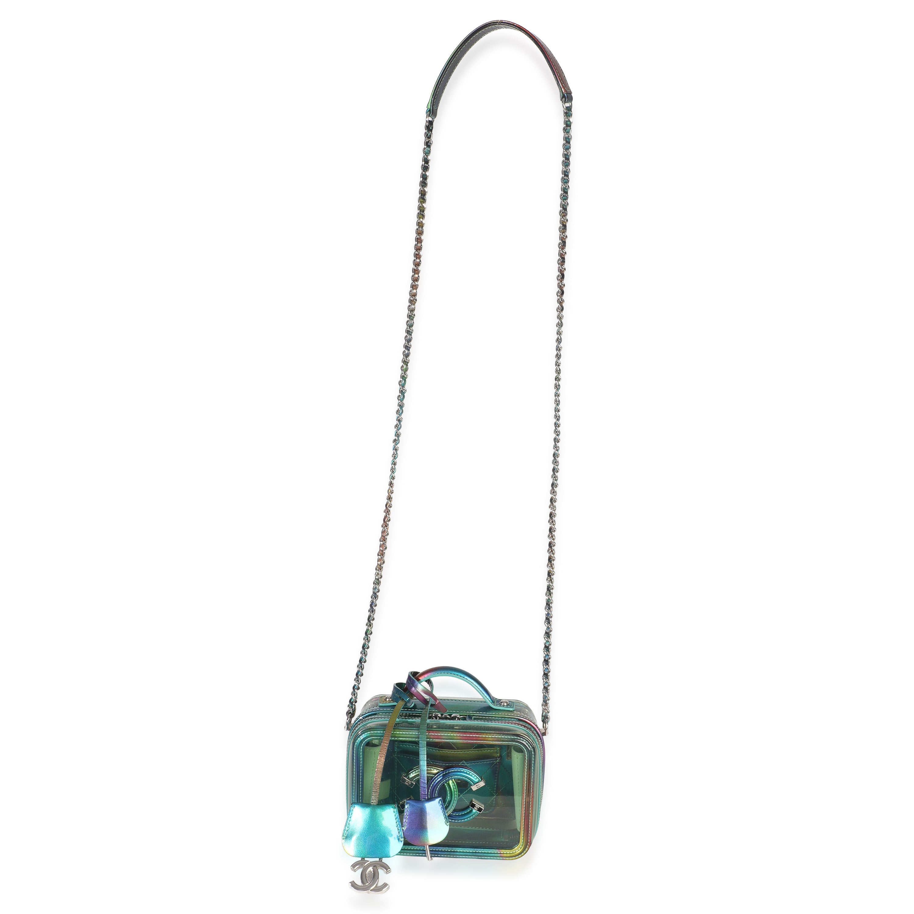 Green Iridescent PVC Small Filigree Vanity Case