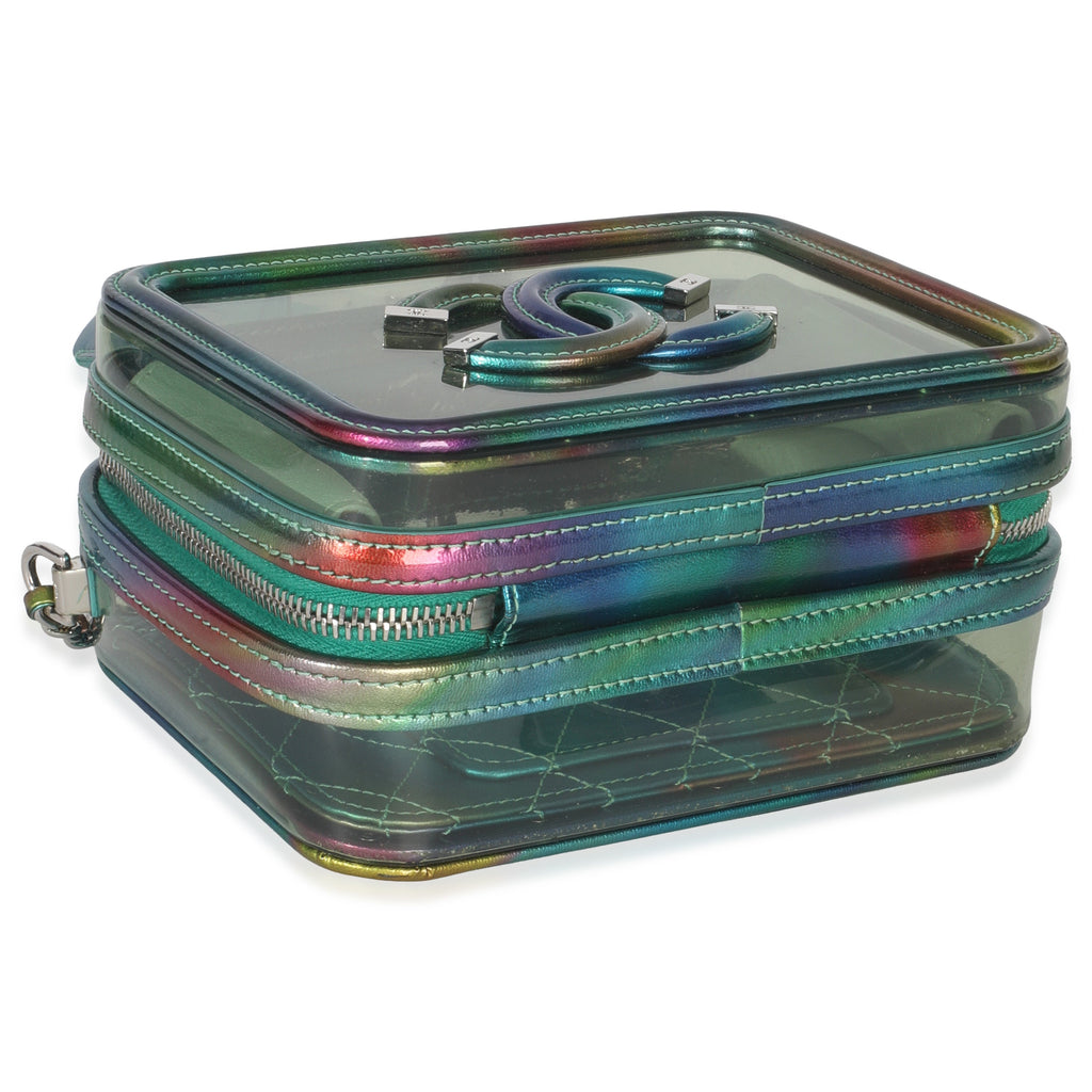 Green Iridescent PVC Small Filigree Vanity Case