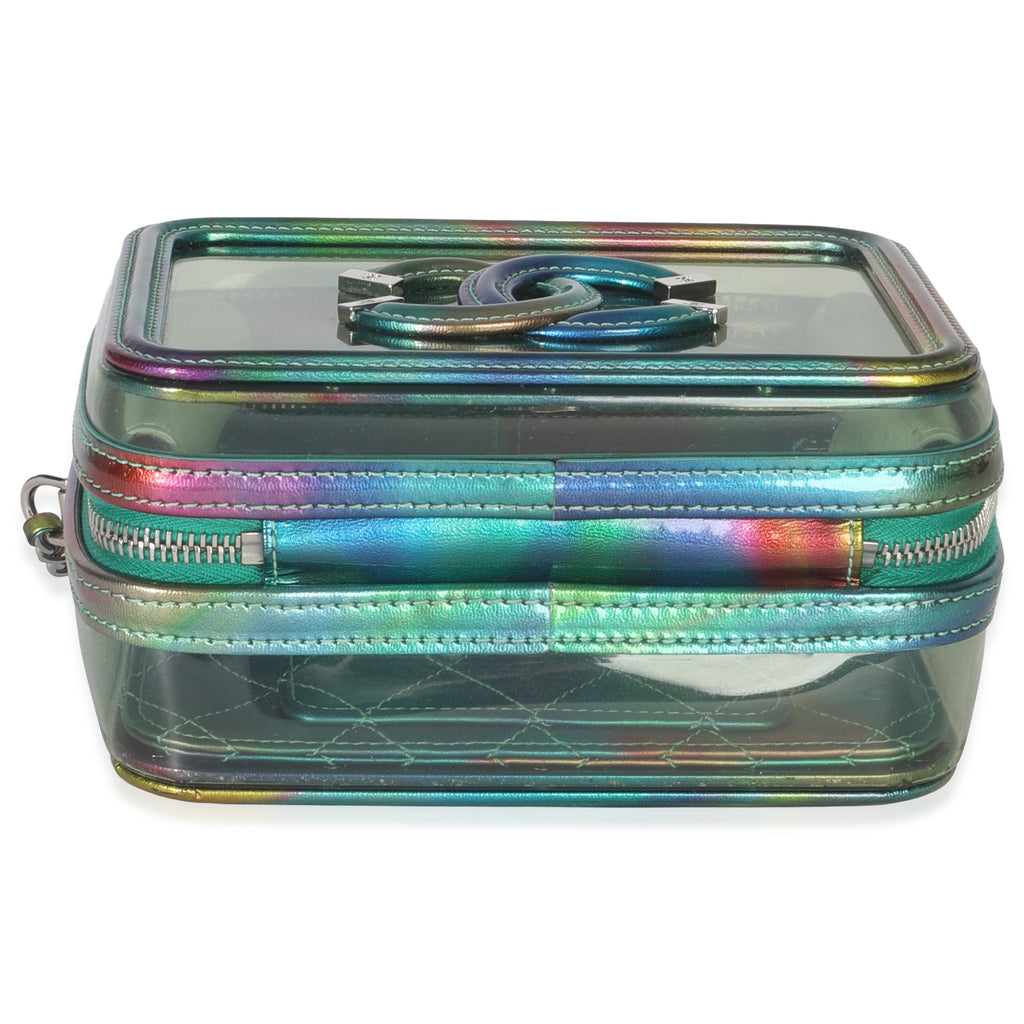 Green Iridescent PVC Small Filigree Vanity Case