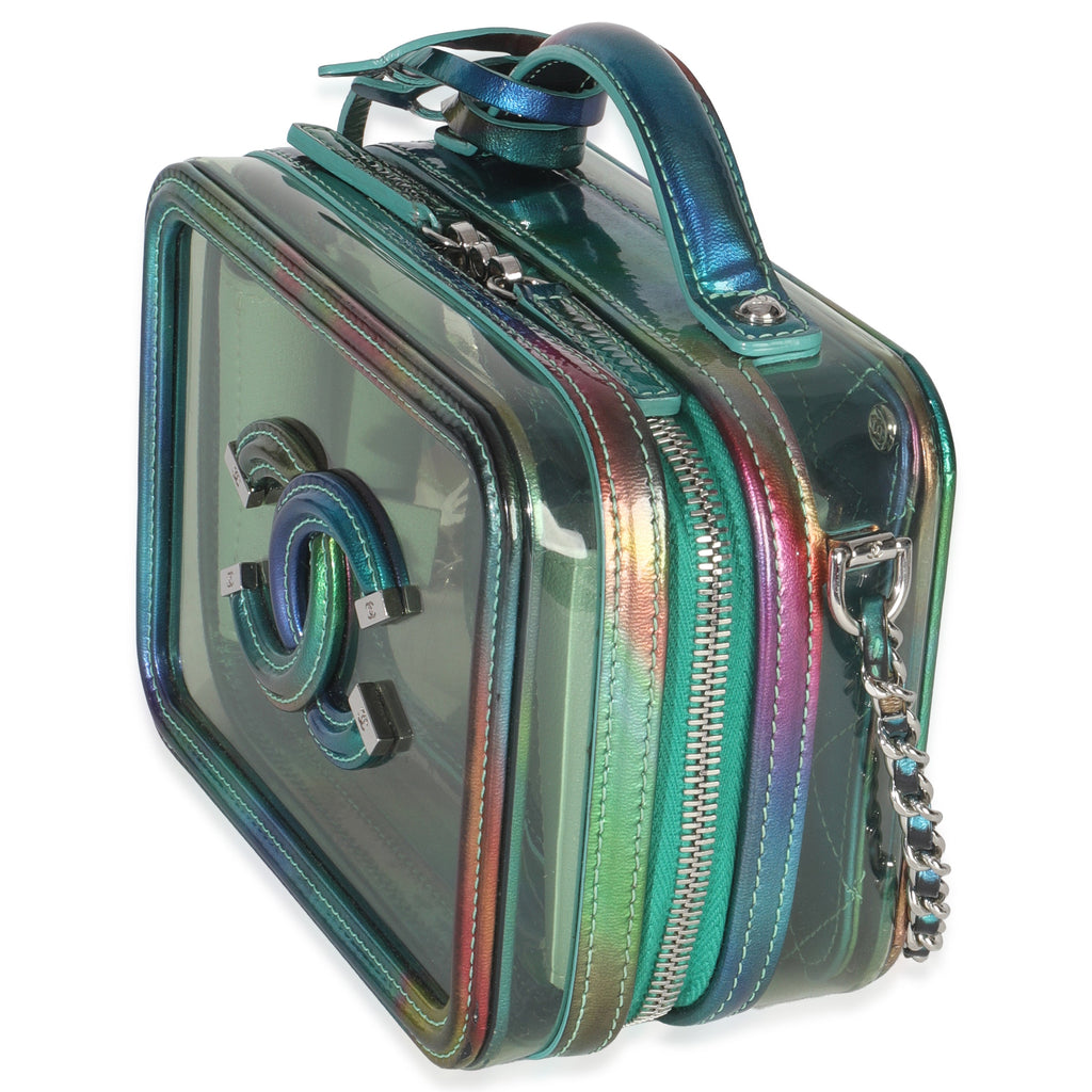 Green Iridescent PVC Small Filigree Vanity Case