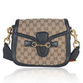 Black Beige GG Canvas Medium Lady Web Shoulder Bag
