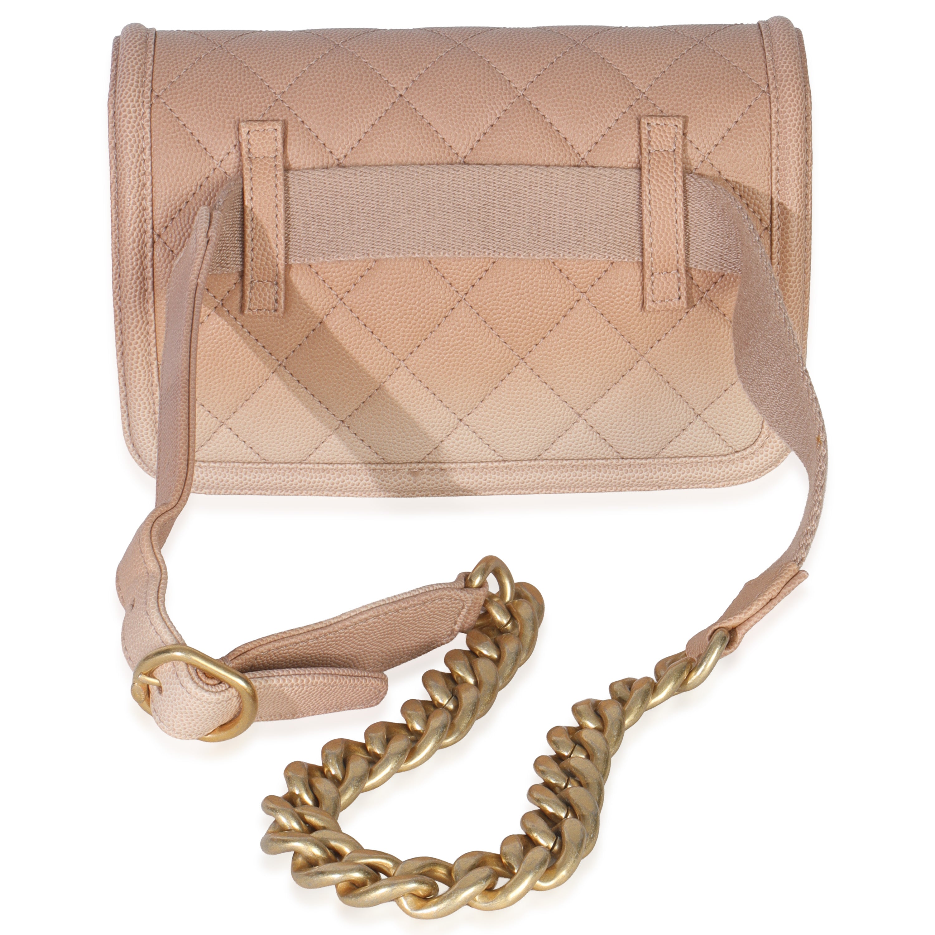 Beige Quilted Ombre Caviar Small Sunset On The Sea Belt Bag