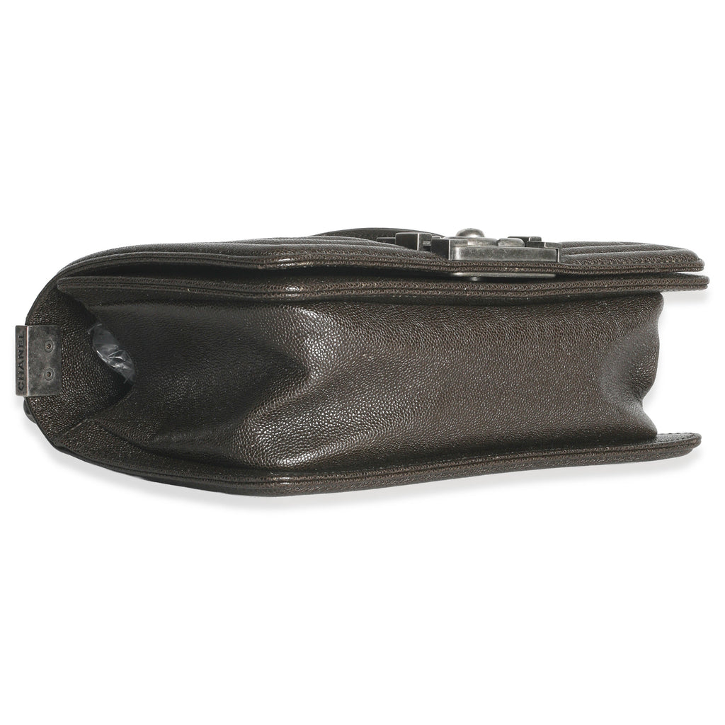 Brown Quilted Caviar Small Boy Handbag