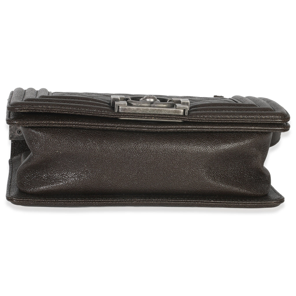 Brown Quilted Caviar Small Boy Handbag