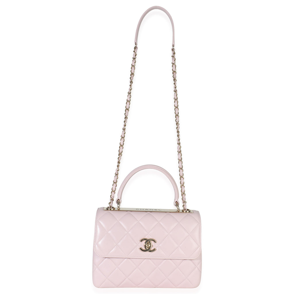 Light Pink Quilted Lambskin Small Trendy CC Dual Handle Flap Bag