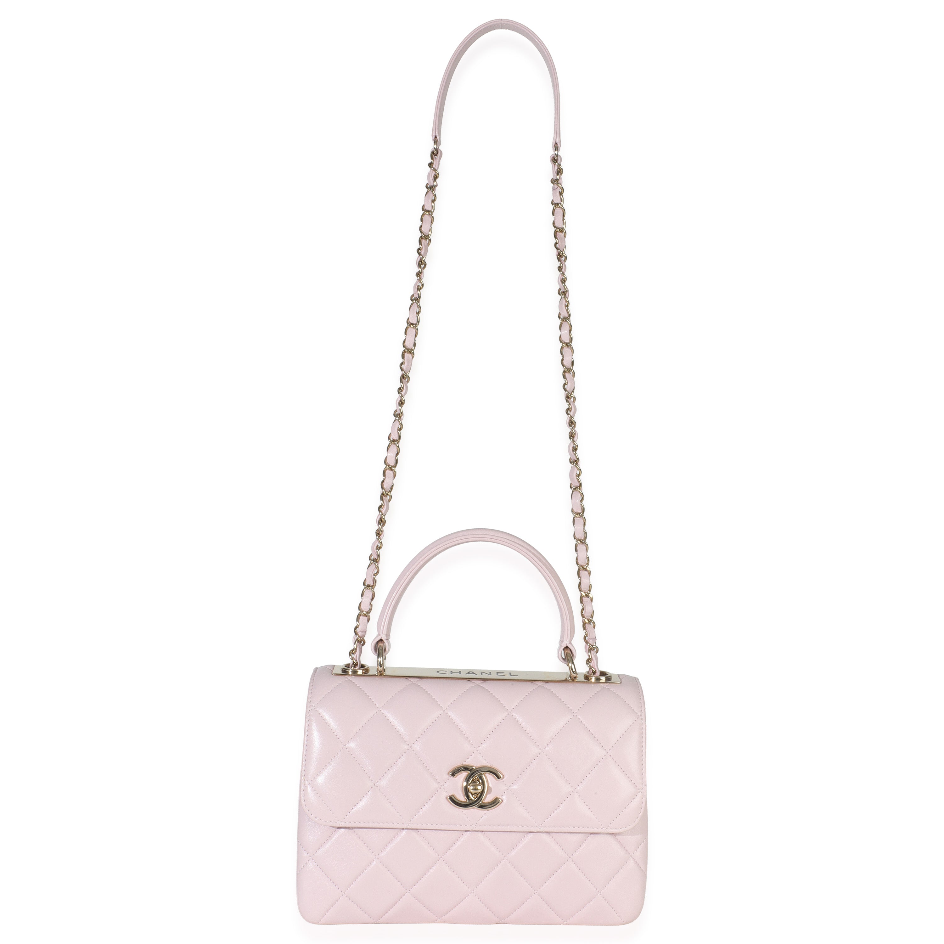 Light Pink Quilted Lambskin Small Trendy CC Dual Handle Flap Bag