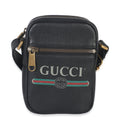 Black Pebbled Calfskin Vintage Logo Messenger Bag