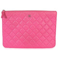 Pink Quilted Lambskin Medium Casino Beauty CC Cosmetic Case