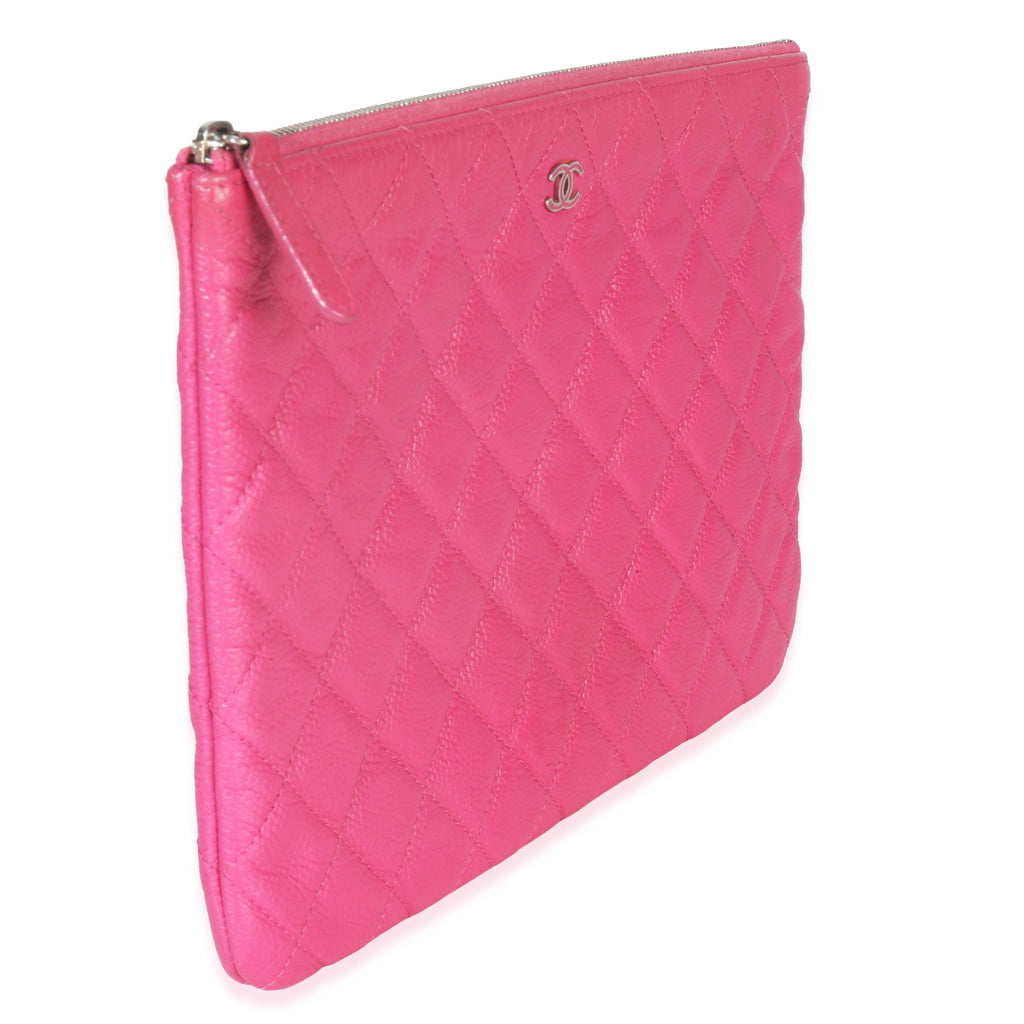 Pink Quilted Lambskin Medium Casino Beauty CC Cosmetic Case