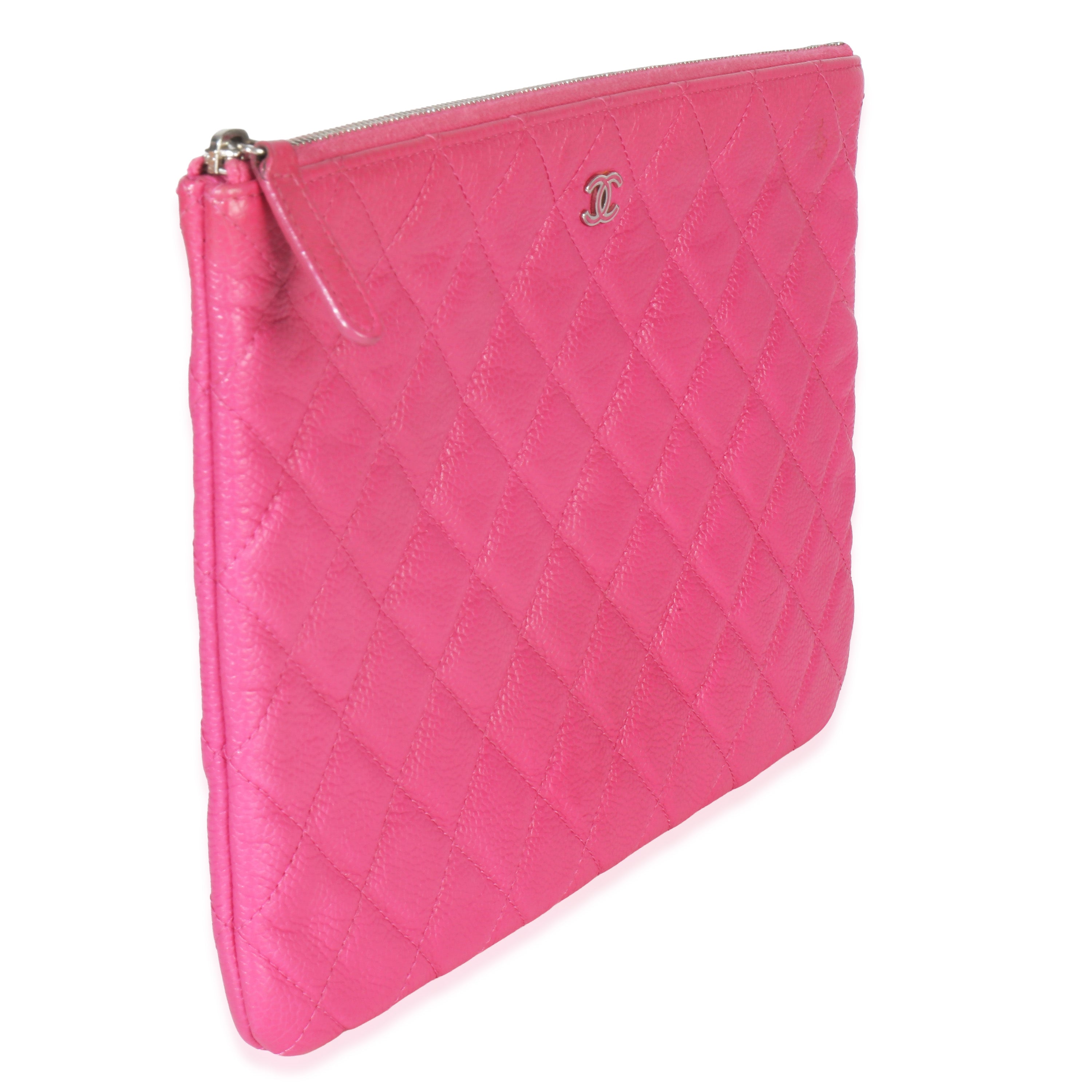 Pink Quilted Lambskin Medium Casino Beauty CC Cosmetic Case