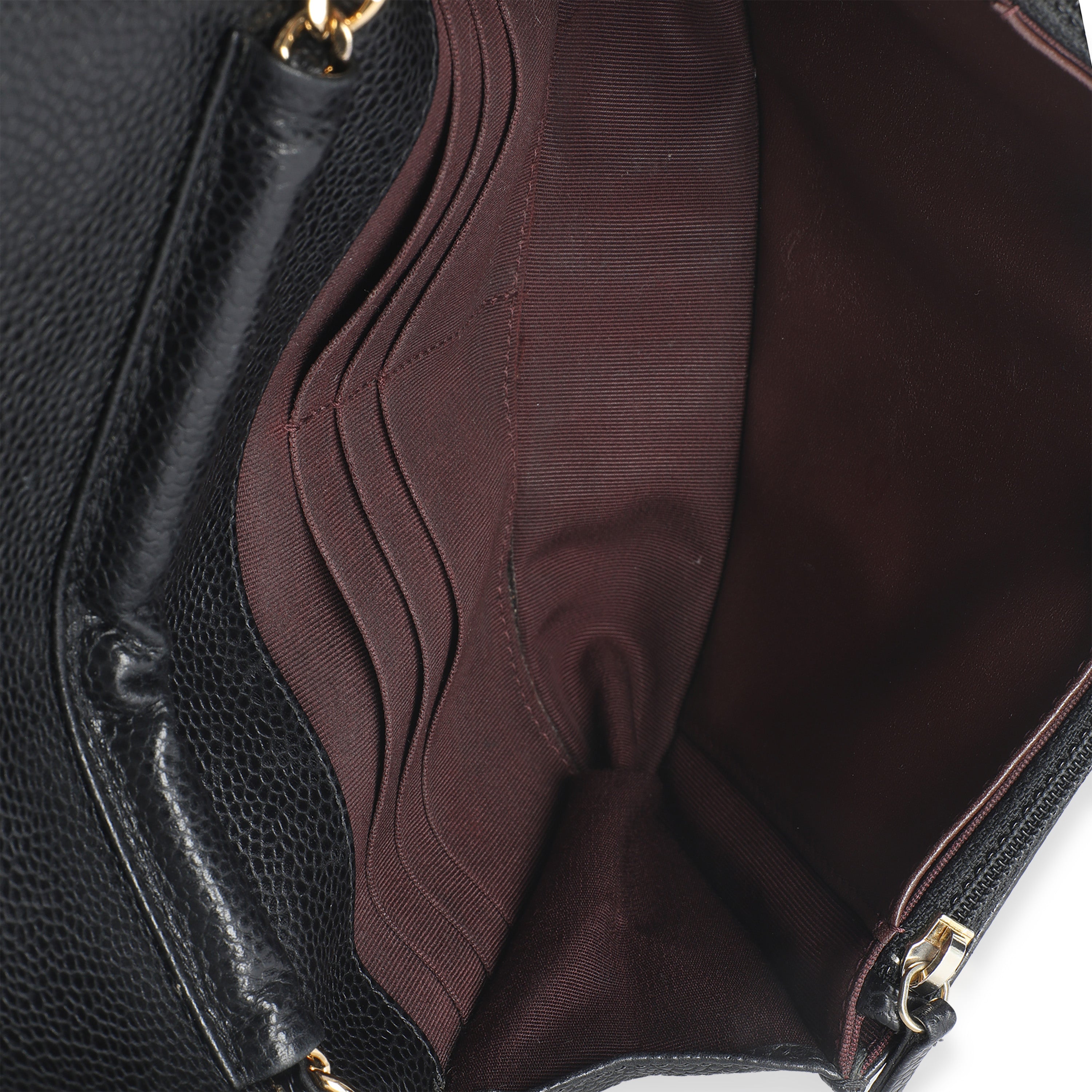 Black Quilted Caviar Classic Wallet On Chain
