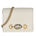Vintage White Grainy Calfskin Zumi Chain Card Case Wallet