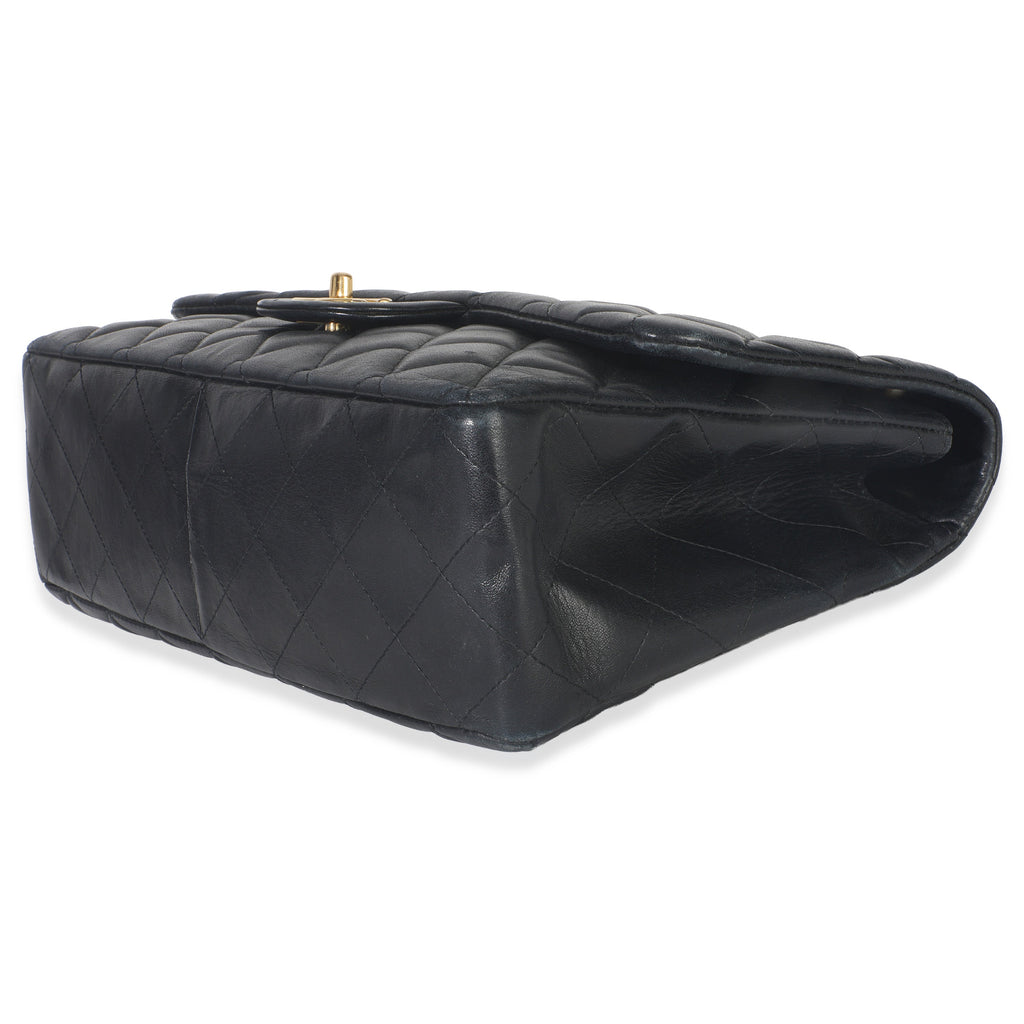 Black Quilted Lambskin Jumbo Single Flap Bag