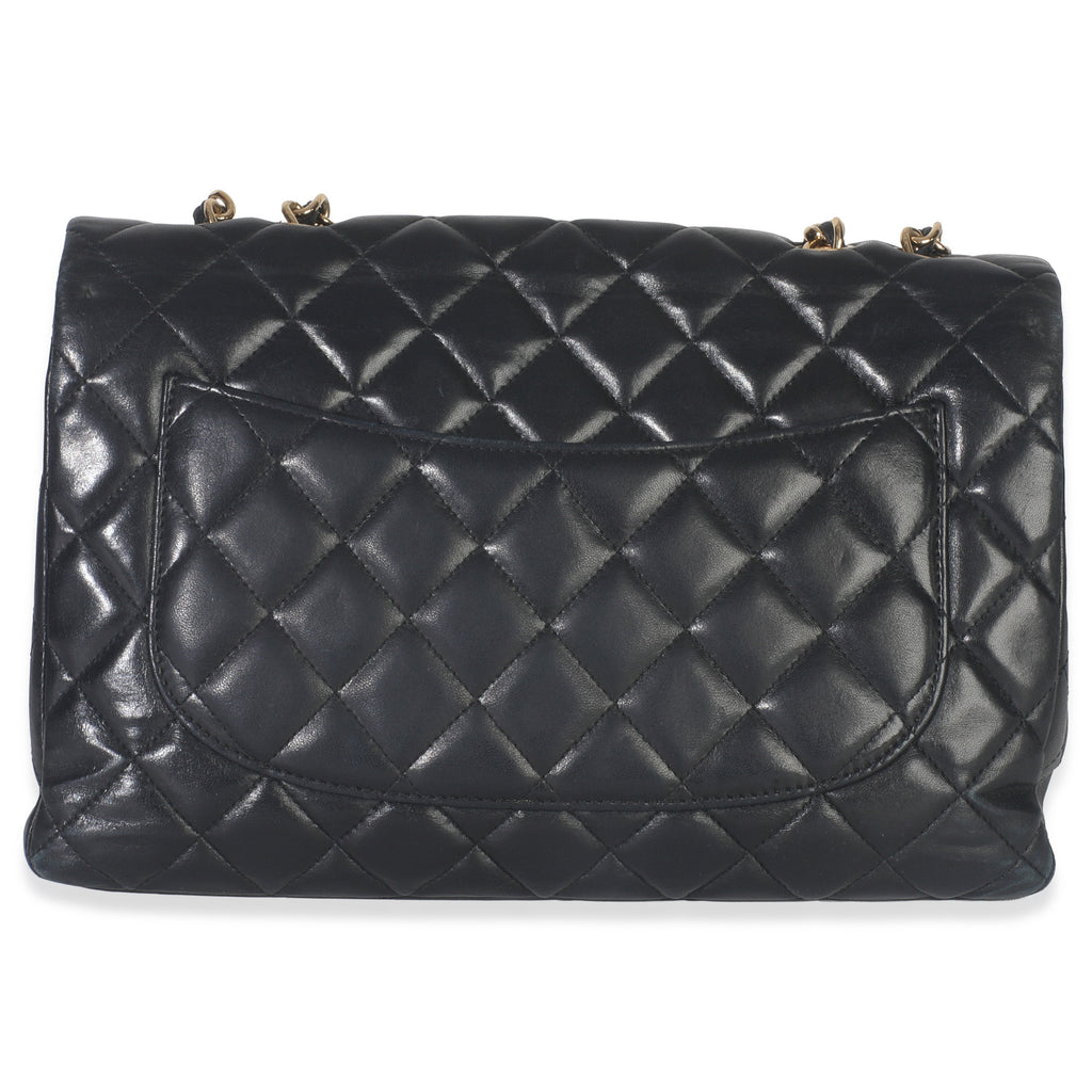 Black Quilted Lambskin Jumbo Single Flap Bag