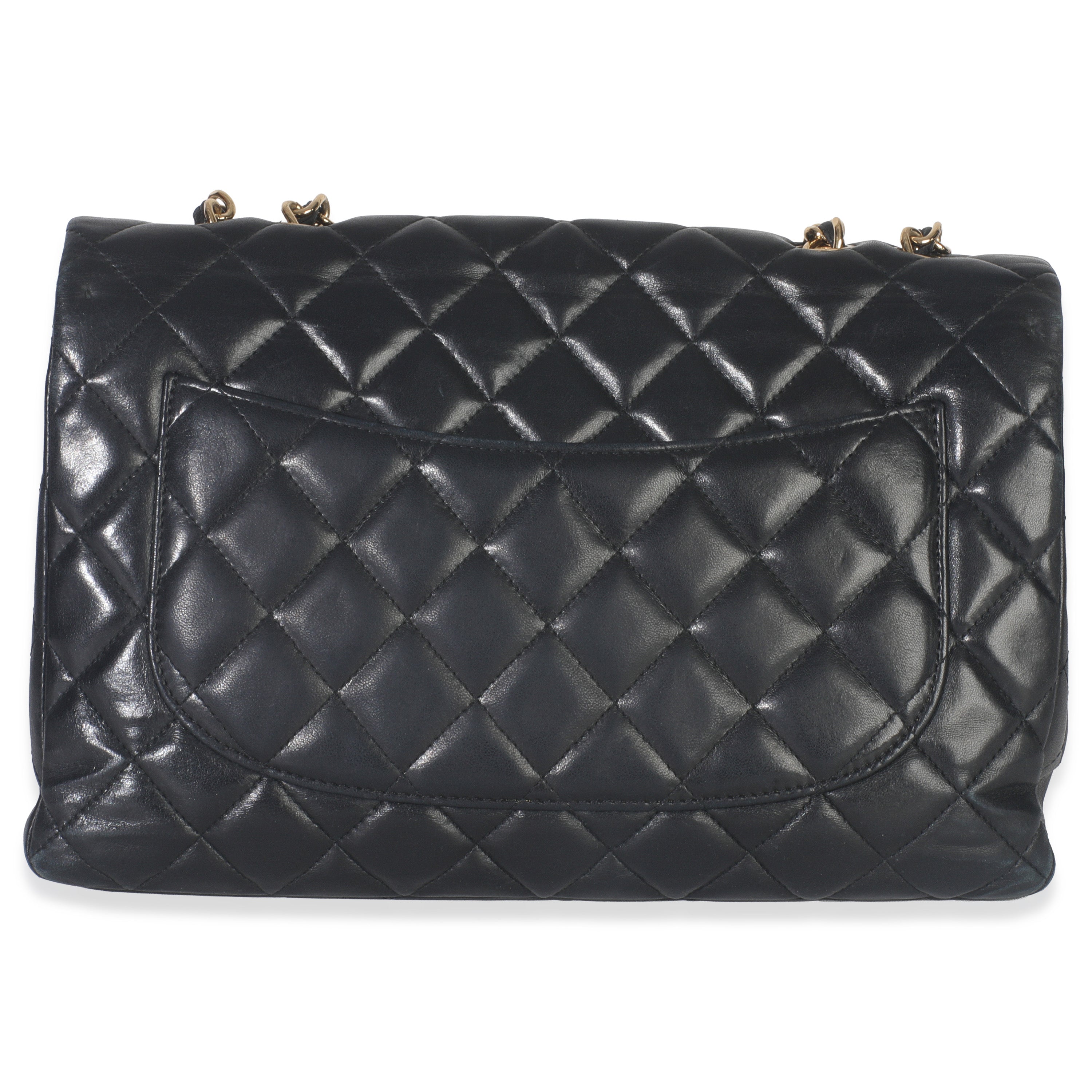 Black Quilted Lambskin Jumbo Single Flap Bag