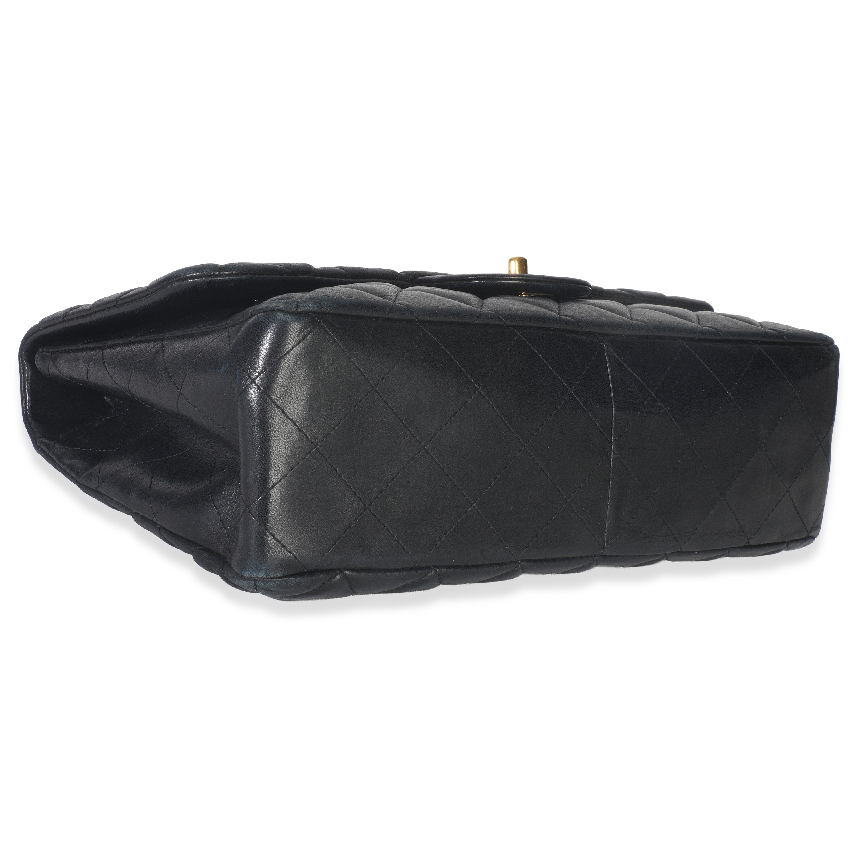 Black Quilted Lambskin Jumbo Single Flap Bag