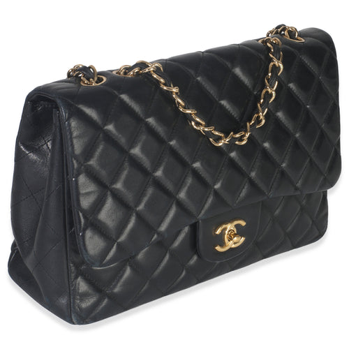Black Quilted Lambskin Jumbo Single Flap Bag