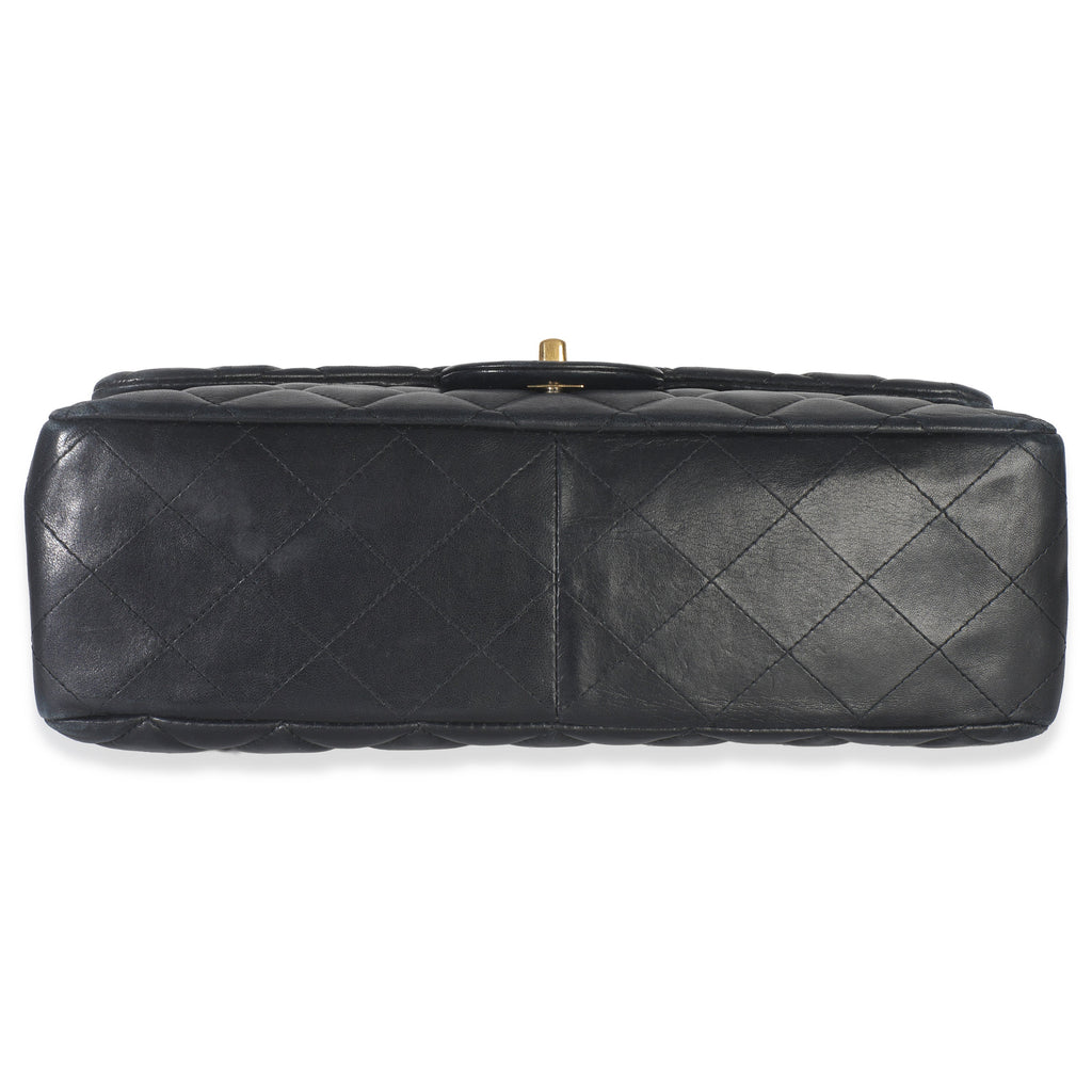 Black Quilted Lambskin Jumbo Single Flap Bag
