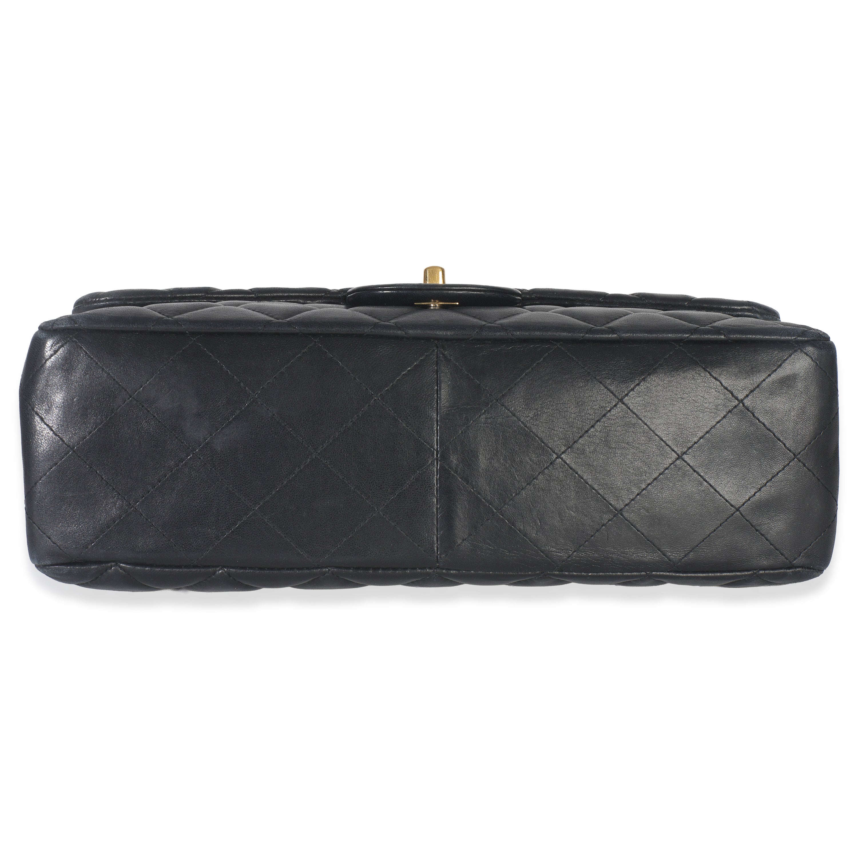 Black Quilted Lambskin Jumbo Single Flap Bag