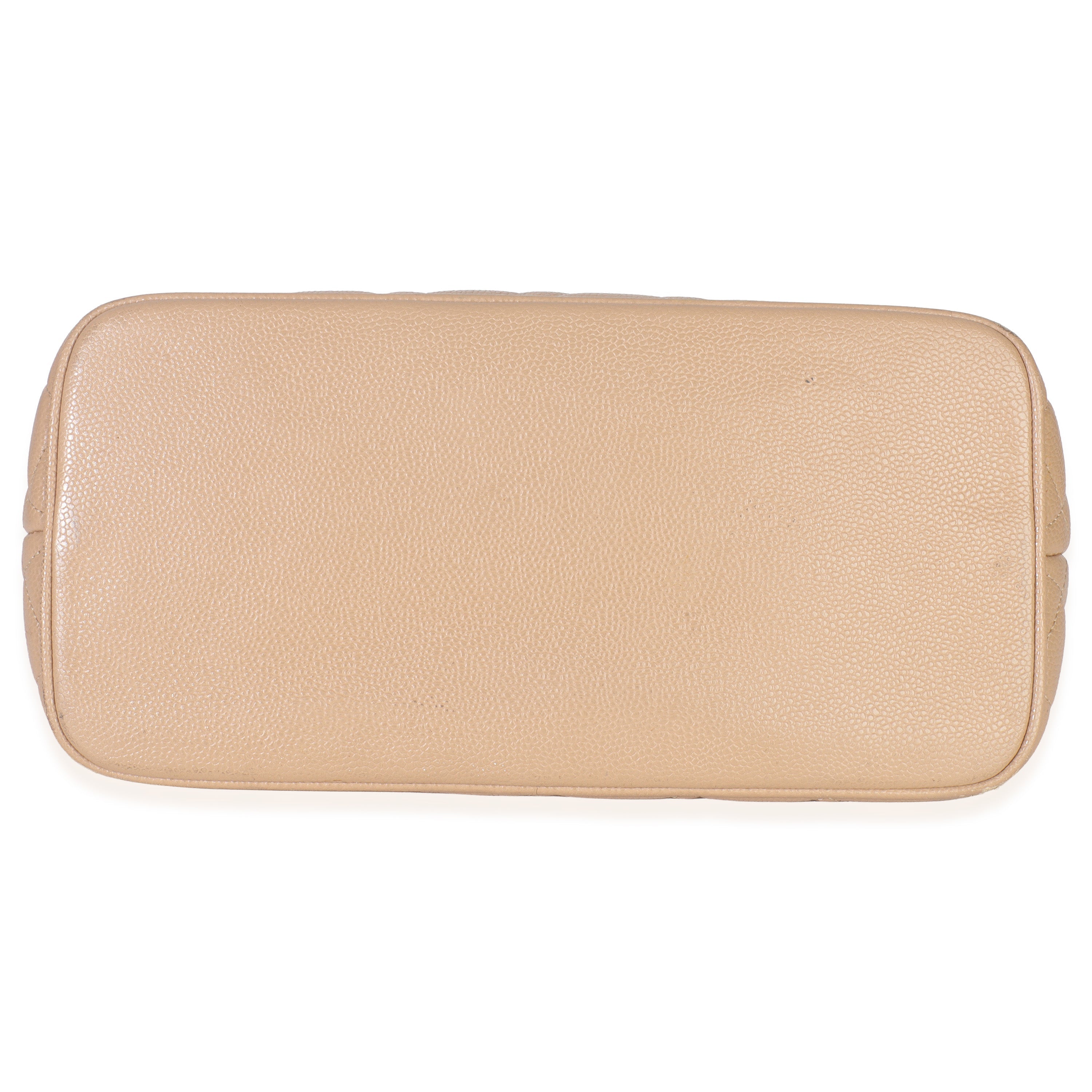 Beige Quilted Caviar Medallion Tote