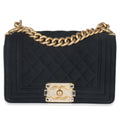 Black Quilted Velvet Strass Small Boy Bag