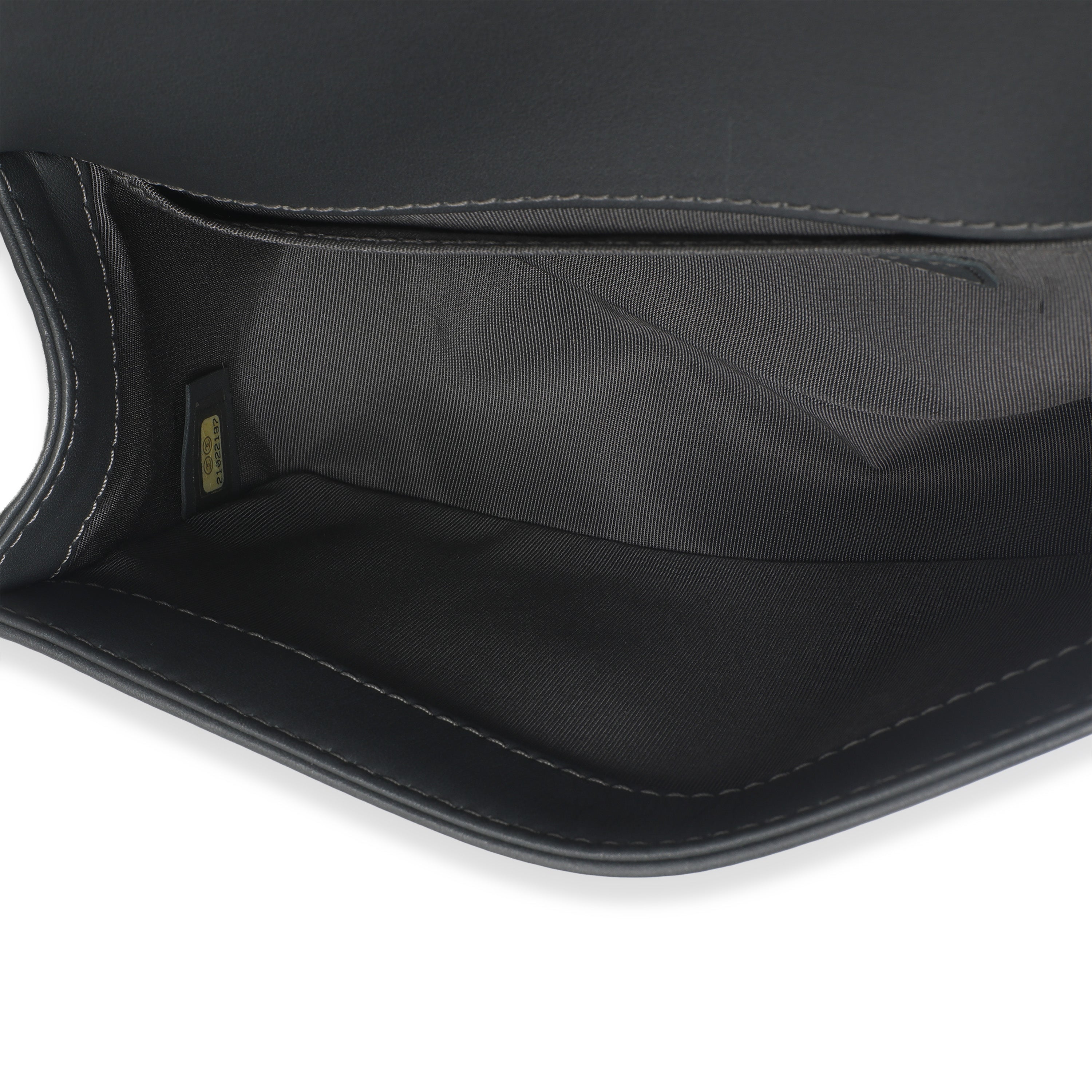 Grey Quilted Calfskin Interwoven Chain Top Handle Boy Bag