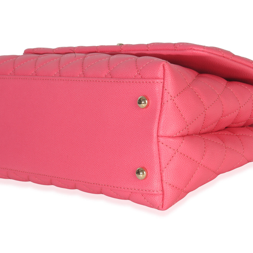 Pink Quilted Caviar Medium Coco Top Handle Flap Bag