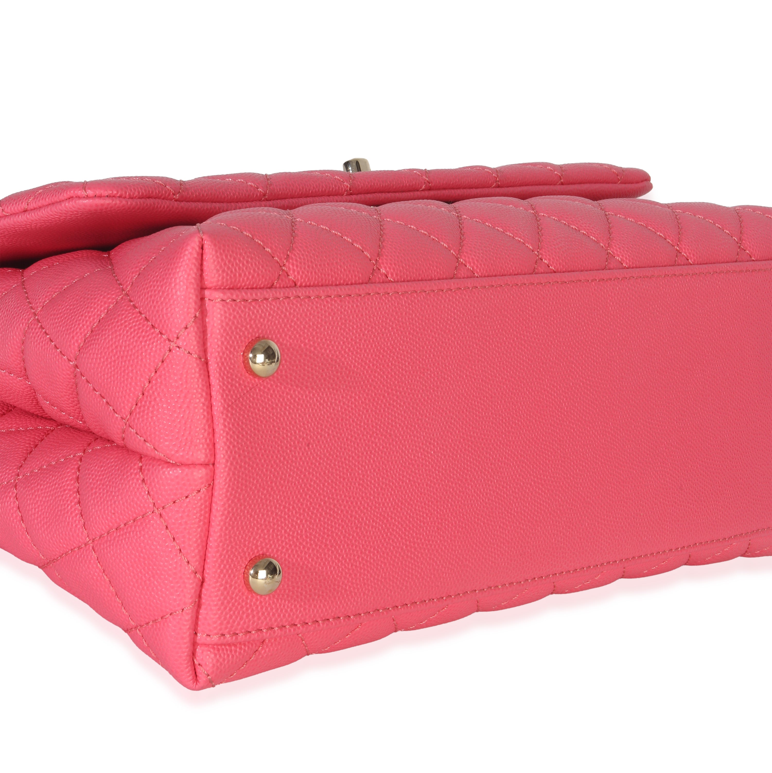 Pink Quilted Caviar Medium Coco Top Handle Flap Bag