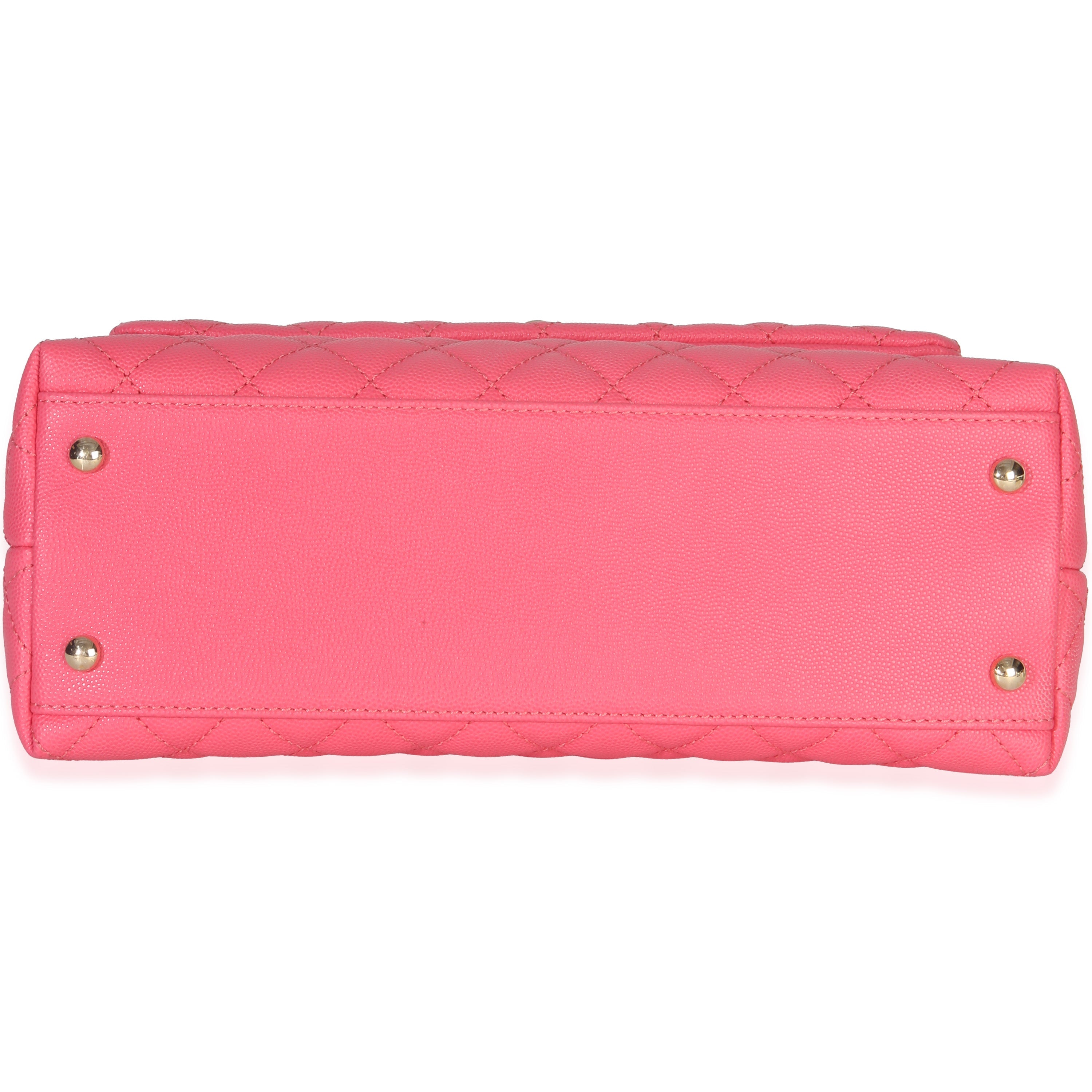 Pink Quilted Caviar Medium Coco Top Handle Flap Bag