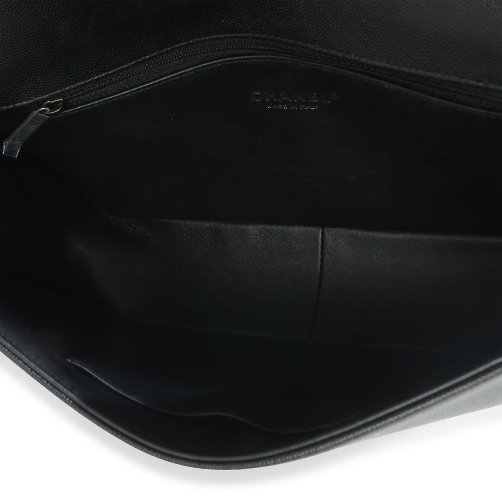 Black Quilted Caviar Large Boy Bag