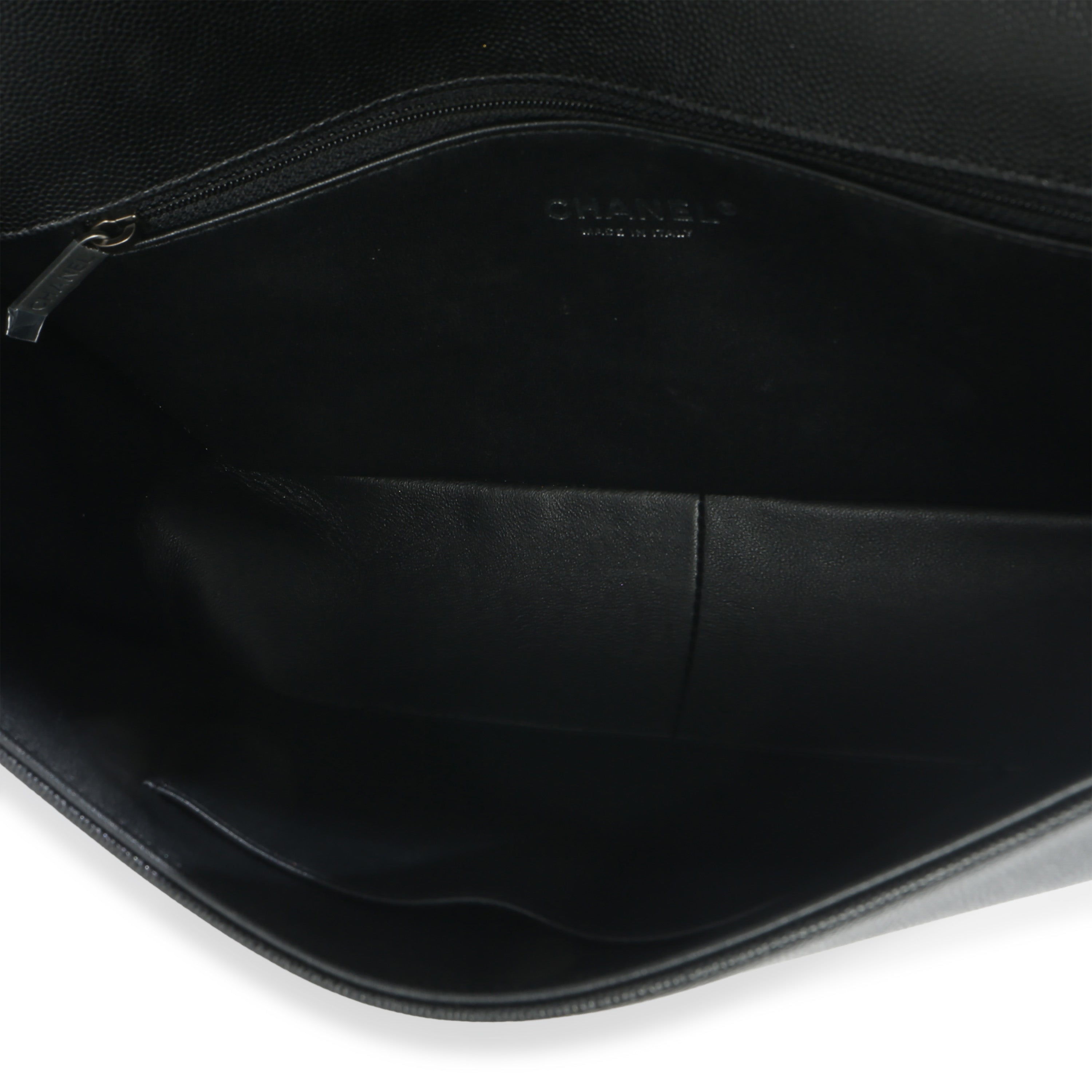 Black Quilted Caviar Large Boy Bag
