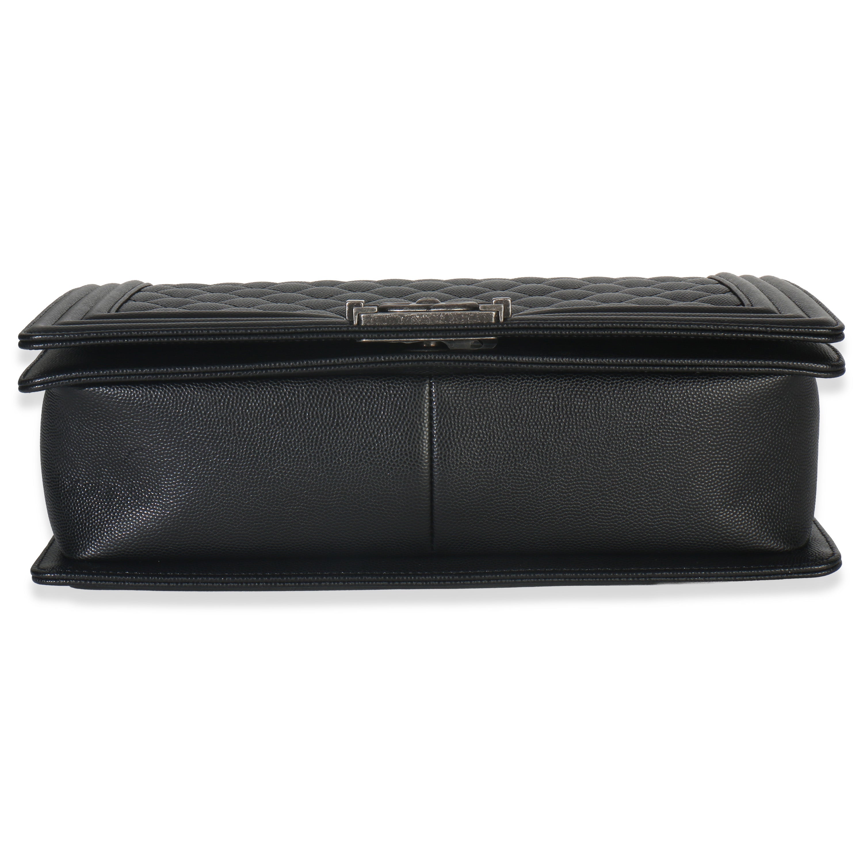 Black Quilted Caviar Large Boy Bag
