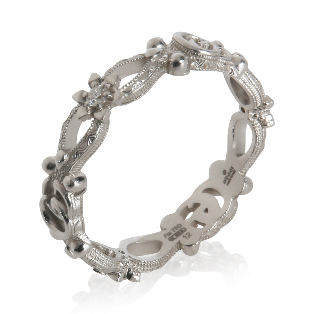 White Gold Diamond Flora Double G & Flower Ring