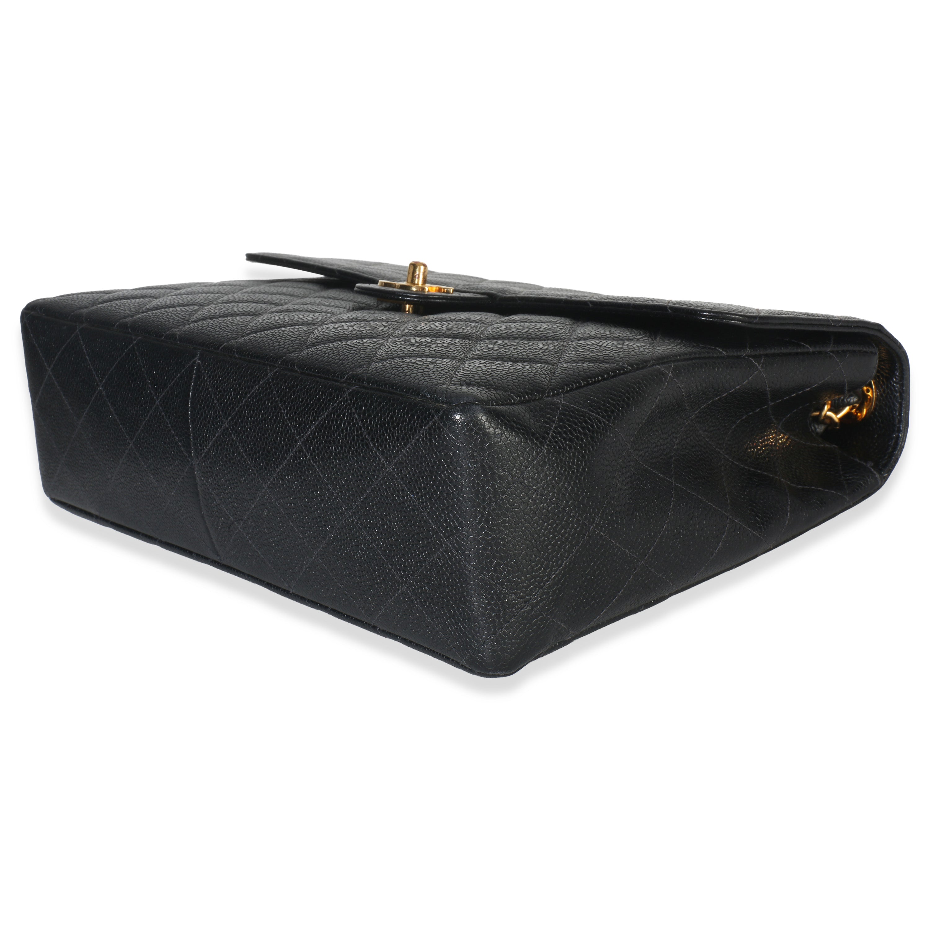 Vintage 24K Black Quilted Caviar Jumbo Single Flap Bag