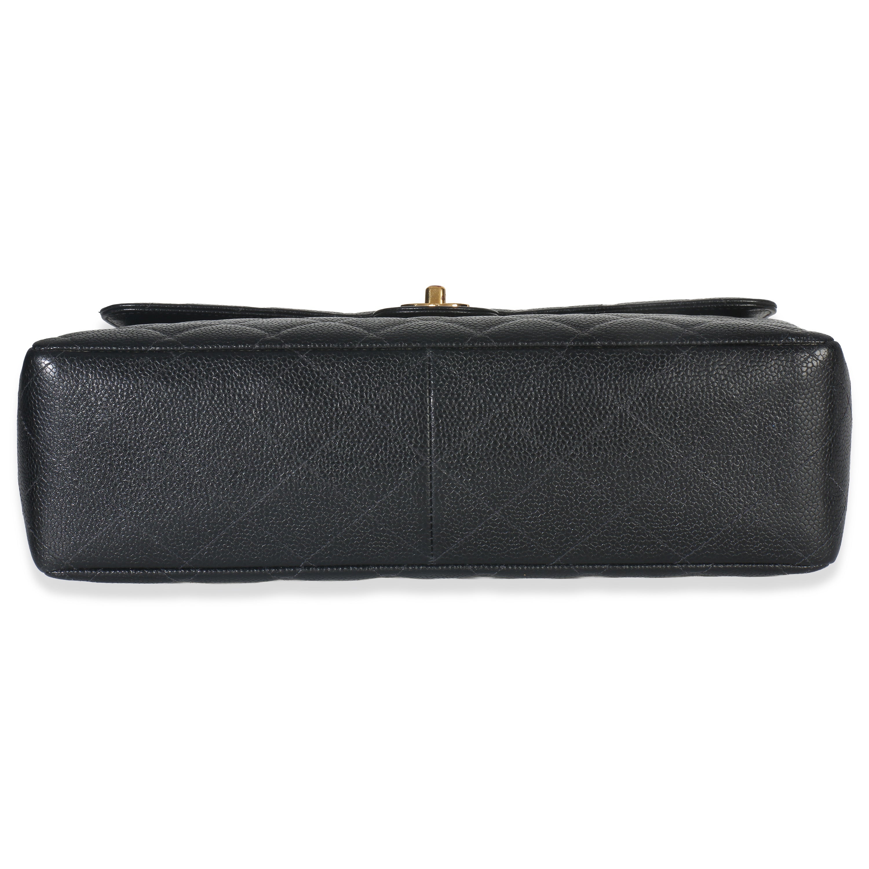 Vintage 24K Black Quilted Caviar Jumbo Single Flap Bag