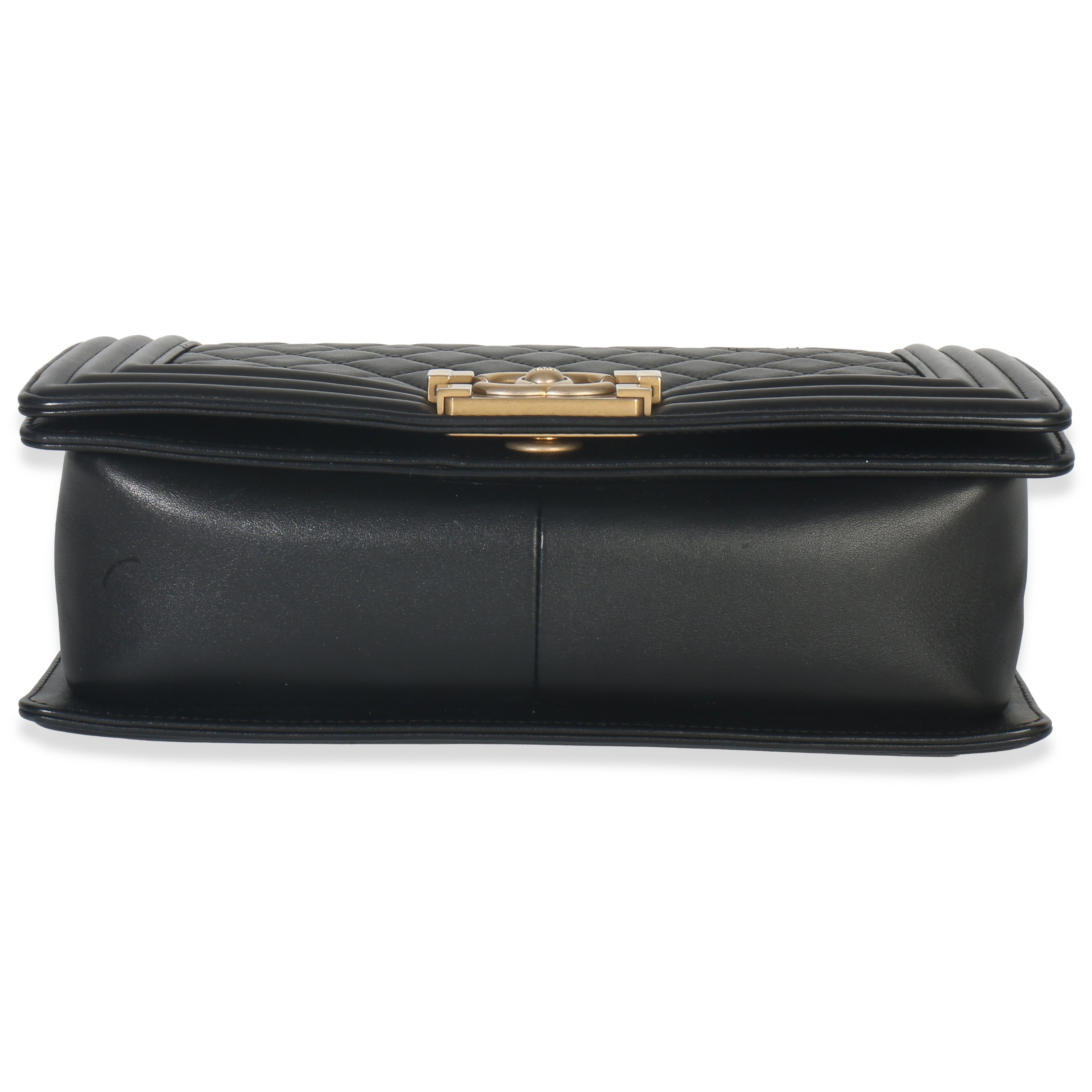 Black Quilted Lambskin Old Medium Boy Bag