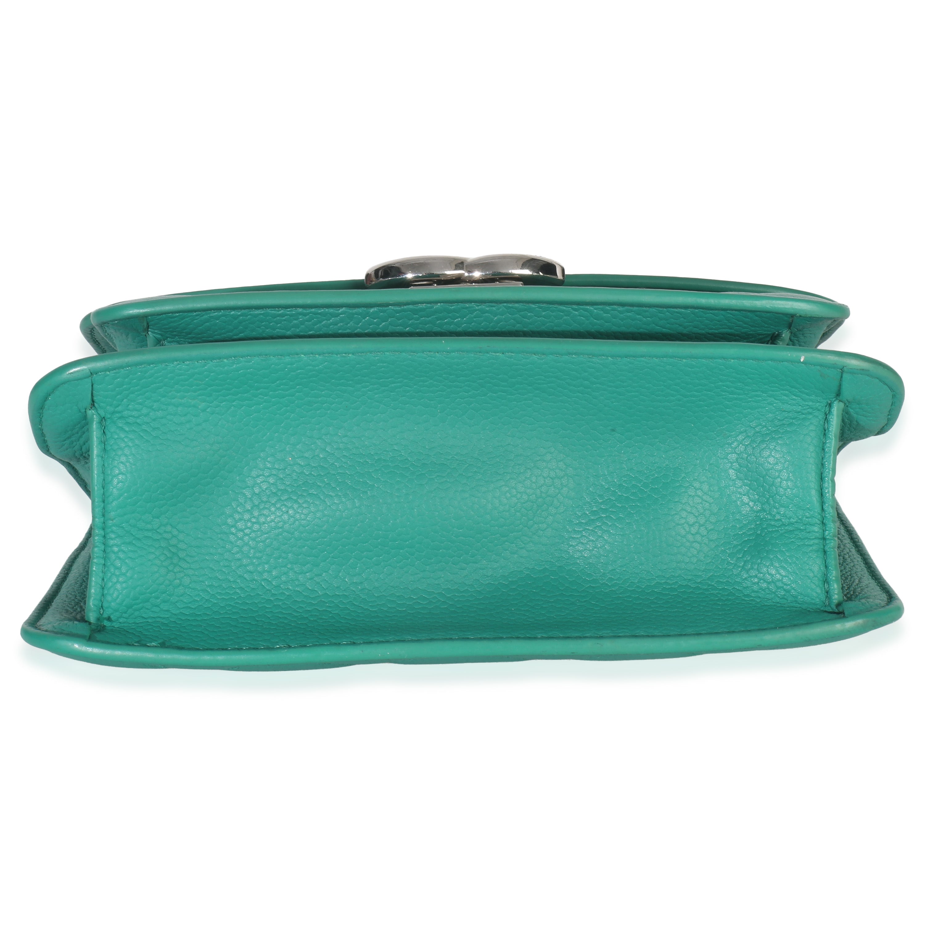 Green Quilted Calfskin Small CC Box Flap Bag