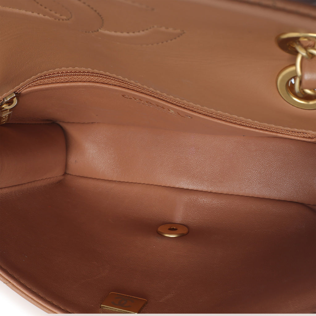 Tan Quilted Calfskin CC Flap Bag