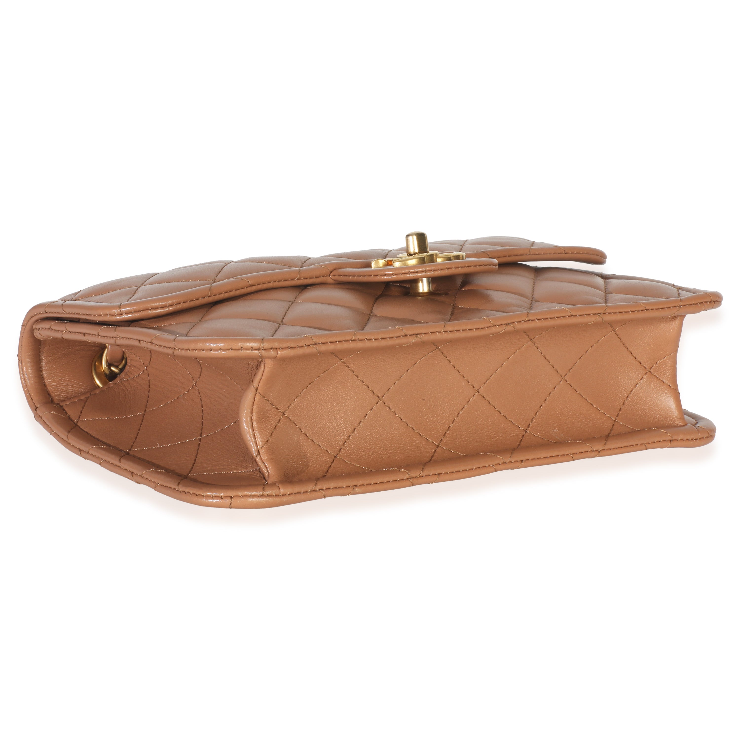 Tan Quilted Calfskin CC Flap Bag