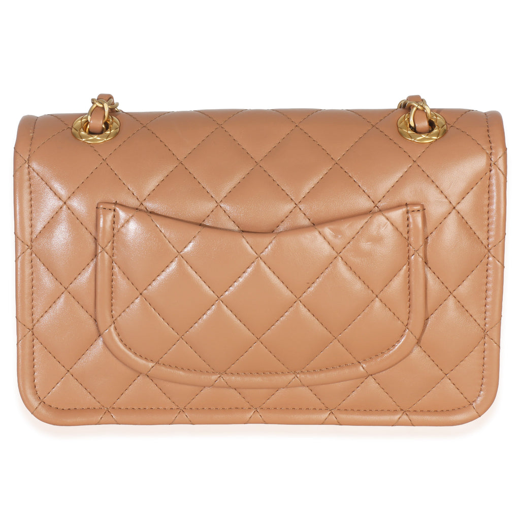 Tan Quilted Calfskin CC Flap Bag