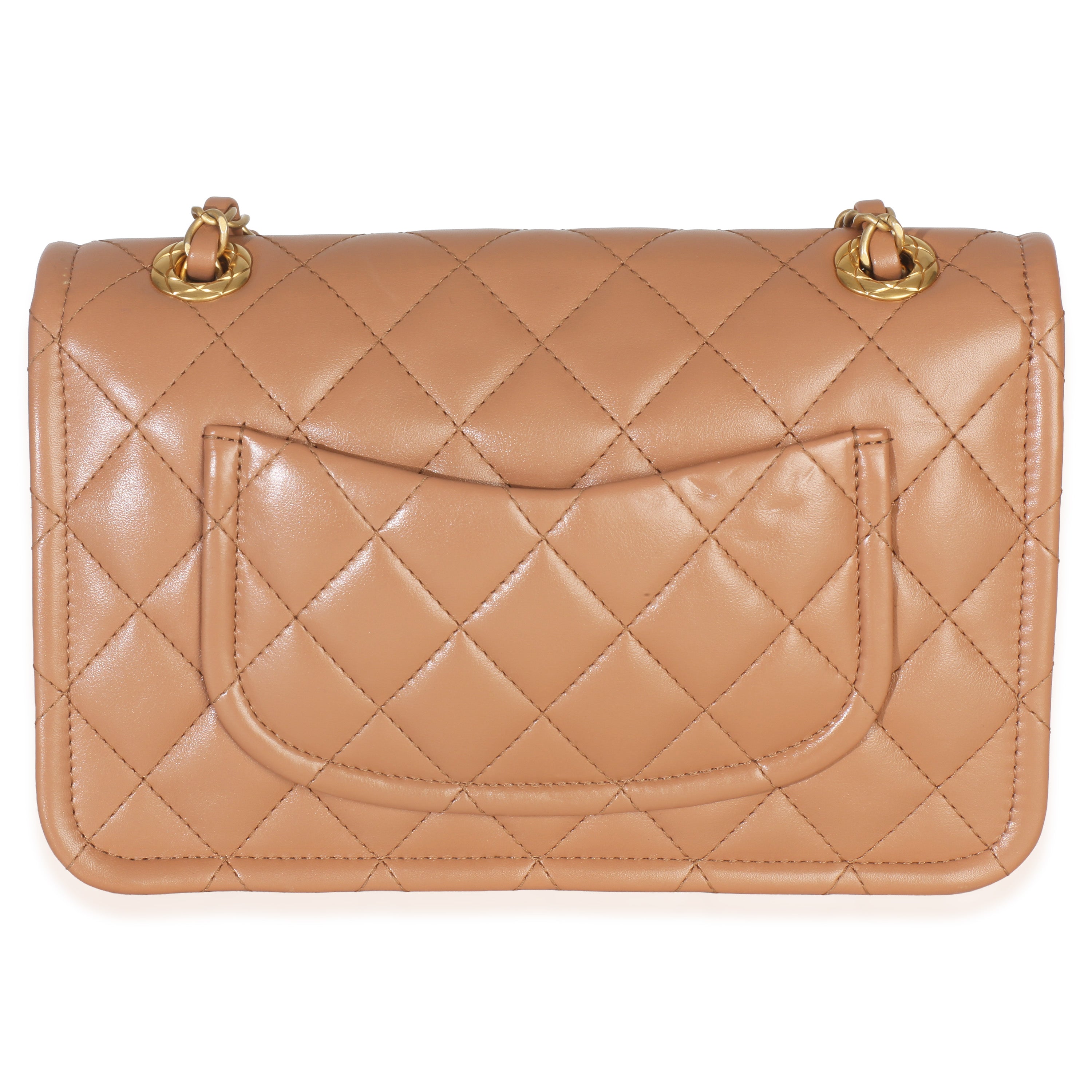 Tan Quilted Calfskin CC Flap Bag
