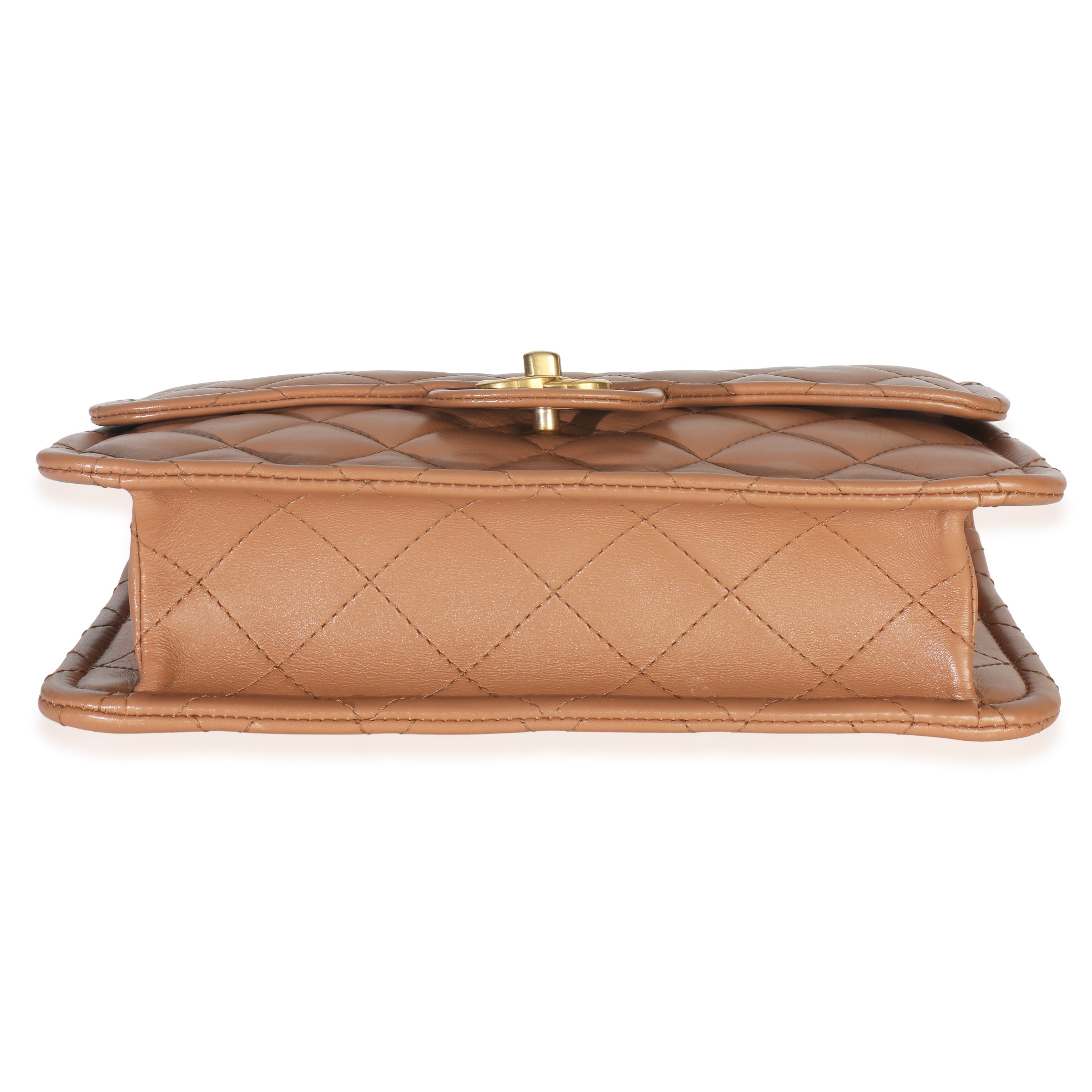 Tan Quilted Calfskin CC Flap Bag