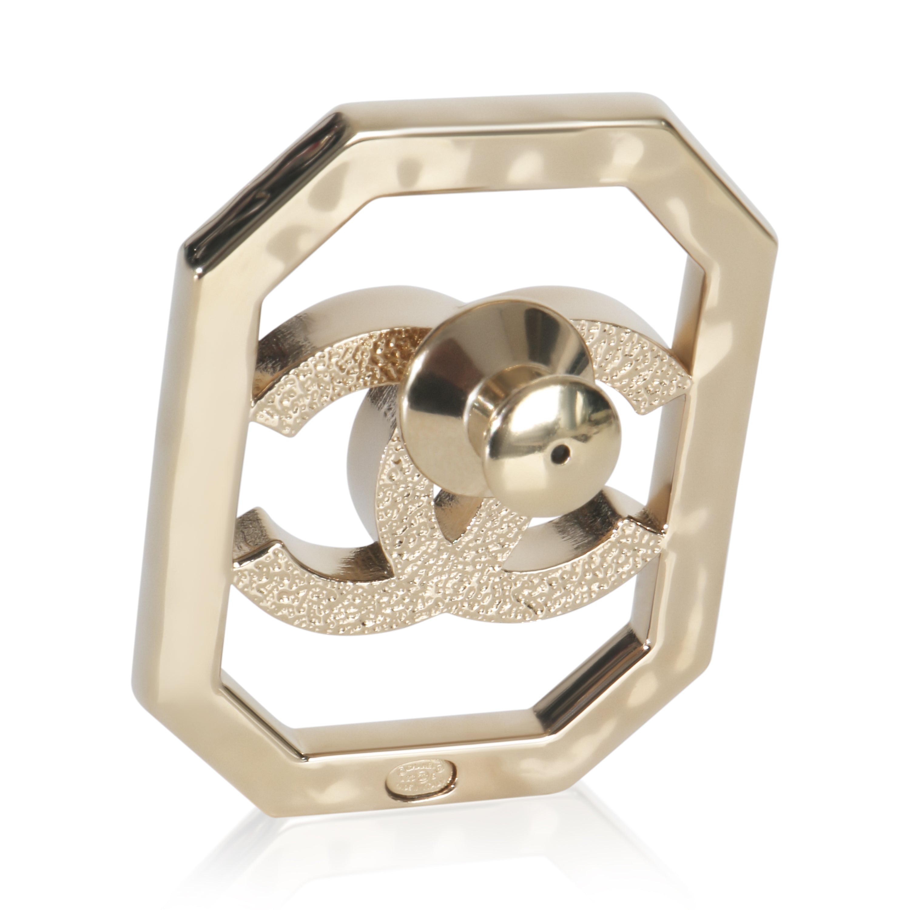 Gold-Plated  2023 Faux Pearl & Strass CC Brooch