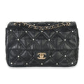 Black Pearl Studded Lambskin Medium CC Flap Bag