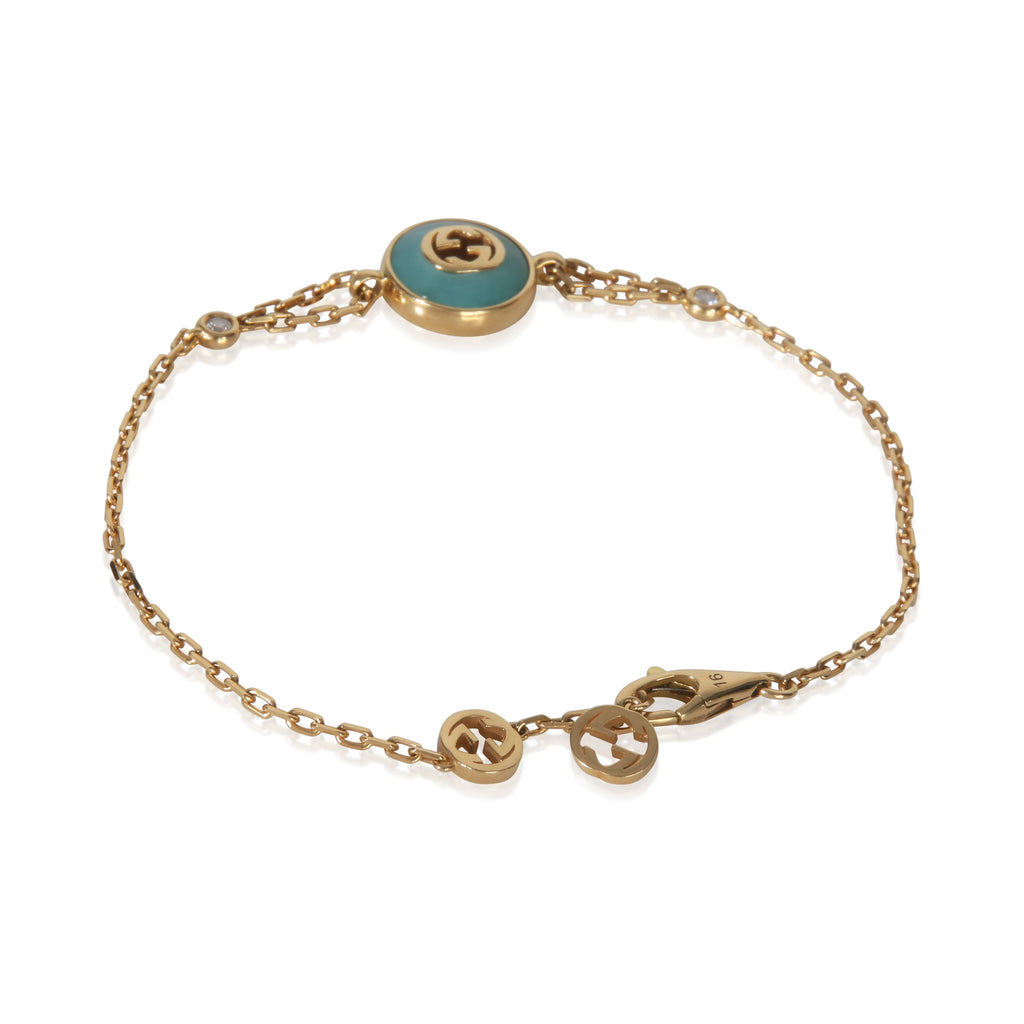 Yellow Gold Amazonite Interlocking G Bracelet